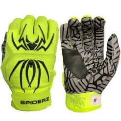 2022 Spiderz Hybrid Batting Gloves: Neon Yellow/Black