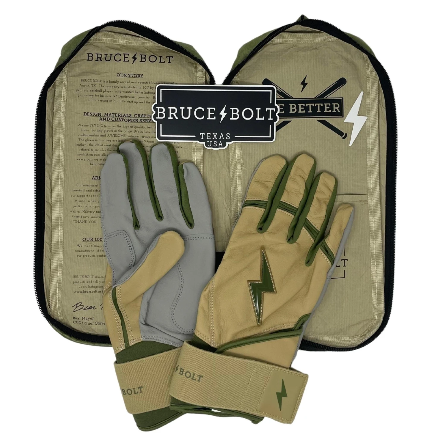 Bruce Bolt Premium Pro Military Series Long Cuff Batting Gloves: Beige - Image 3