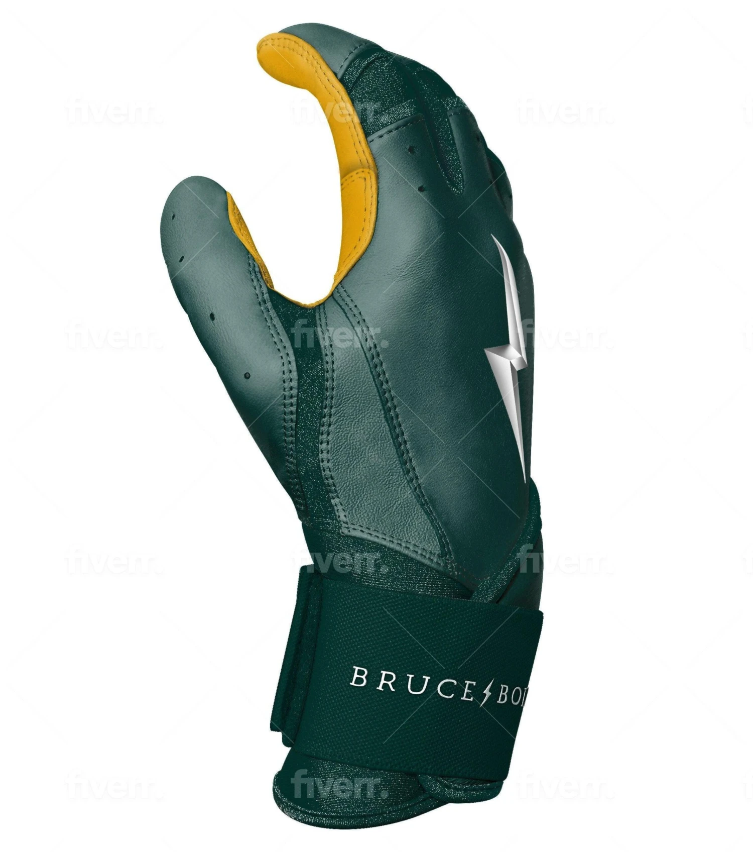 Bruce Bolt PREMIUM PRO Long Cuff Batting Gloves: Green - Image 6
