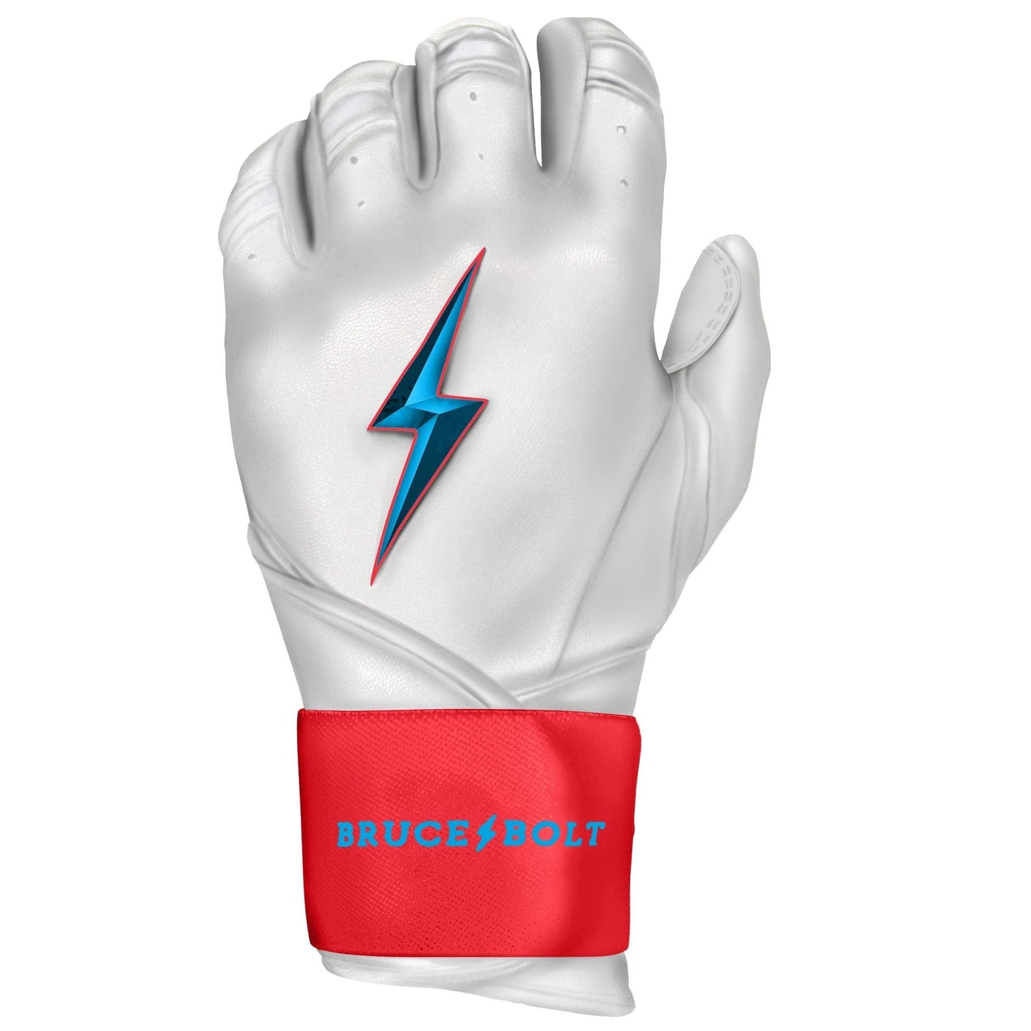 Bruce Bolt PREMIUM PRO BRINSON Series Long Cuff Batting Gloves: White - Image 2