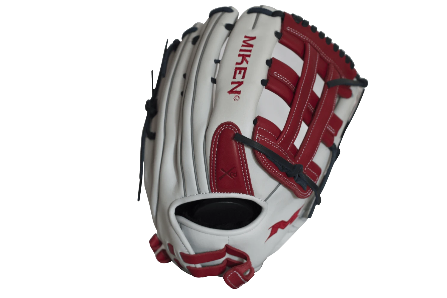 Miken Pro Series 14″ Slow Pitch Fielding Glove – White/Scarlet/Navy: PRO140WSN - Image 3