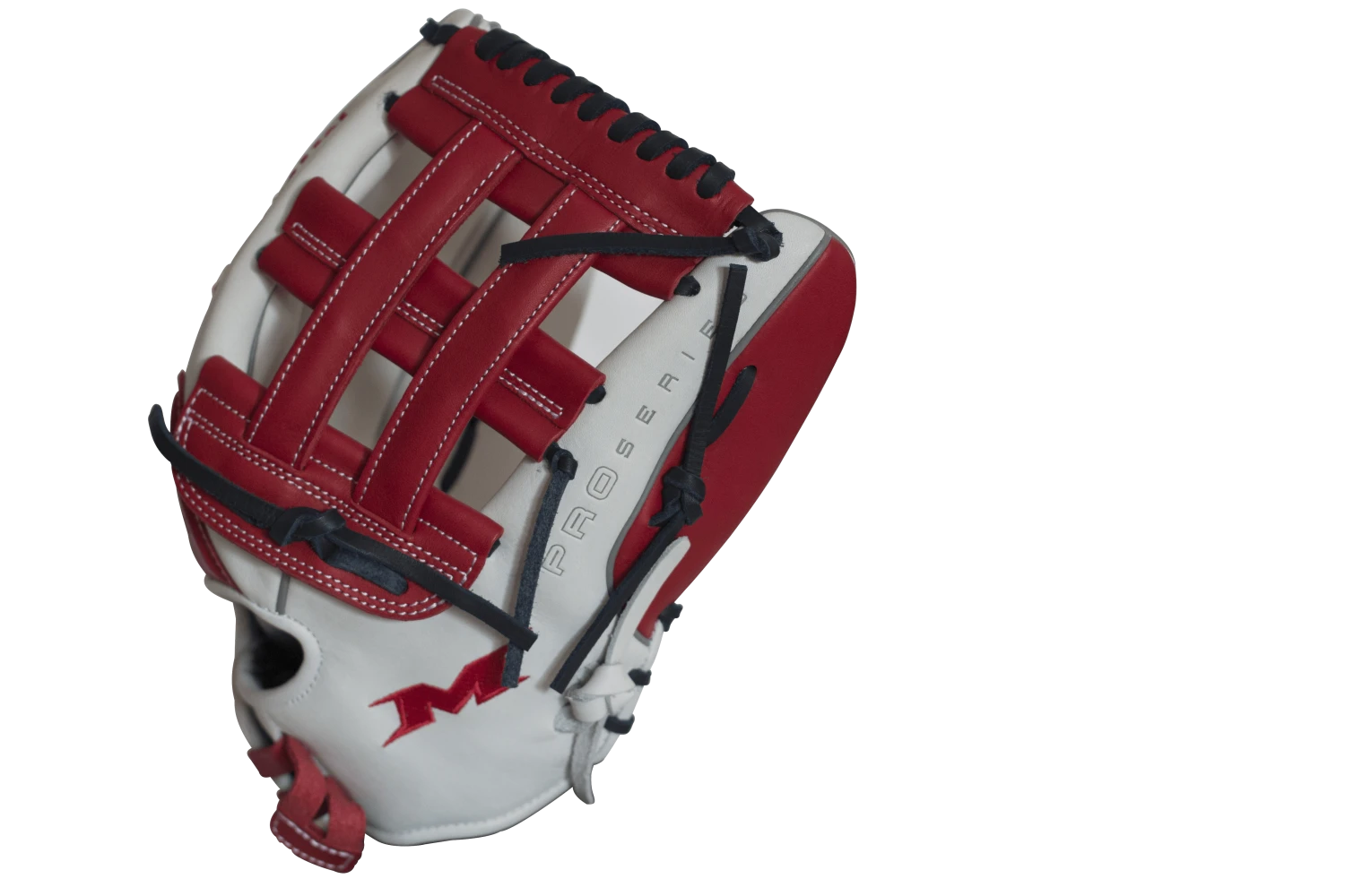 Miken Pro Series 14″ Slow Pitch Fielding Glove – White/Scarlet/Navy: PRO140WSN - Image 2