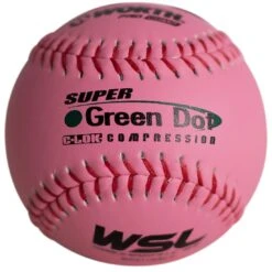 Worth Pink 11" WSL Super Green Dot 47/400 Slowpitch Softballs (Dozen): WPS11WSLC