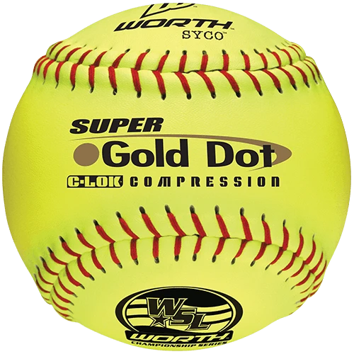 Worth 12" Super Gold Dot WSL Slowpitch Softballs (Dozen): YS44WSLC