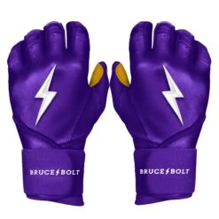 Bruce Bolt PREMIUM PRO Long Cuff Batting Gloves: Purple
