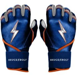 Bruce Bolt PREMIUM PRO NIMMO Long Cuff Batting Gloves: Mets Blue