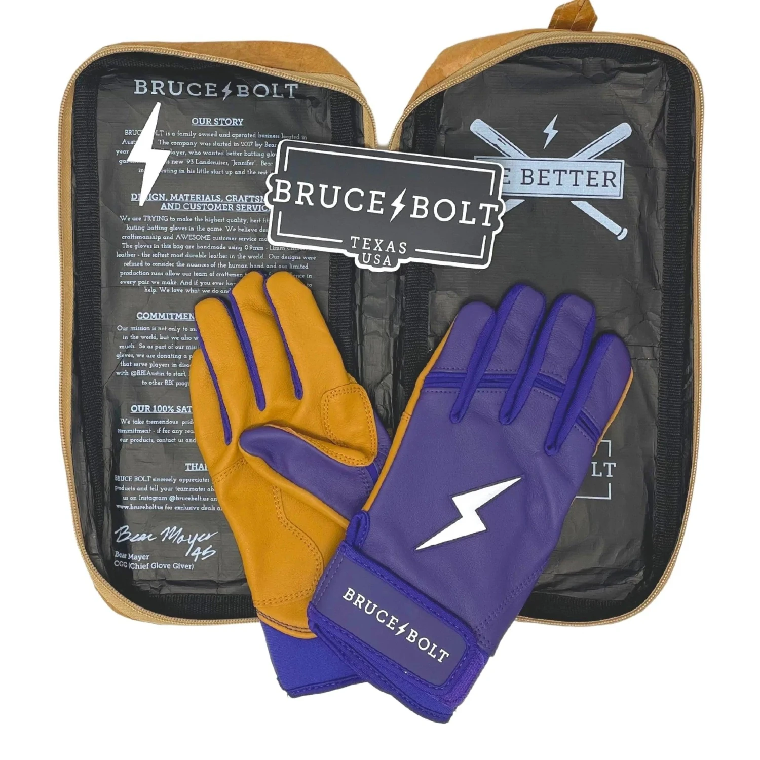 Bruce Bolt PREMIUM PRO Short Cuff Batting Gloves: Purple - Image 5